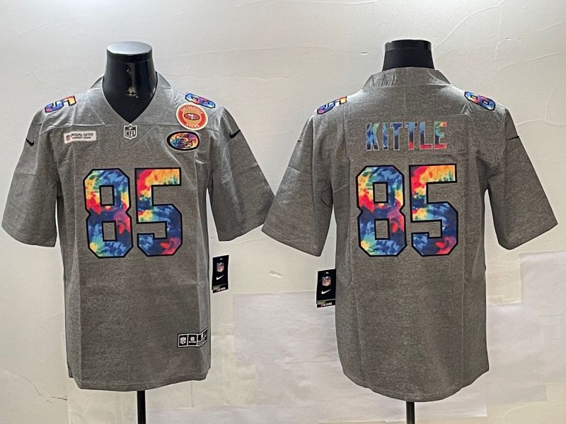 Men San Francisco 49ers 85 Kittle Grey Rainbow 2024 Nike Limited NFL Jersey style 5